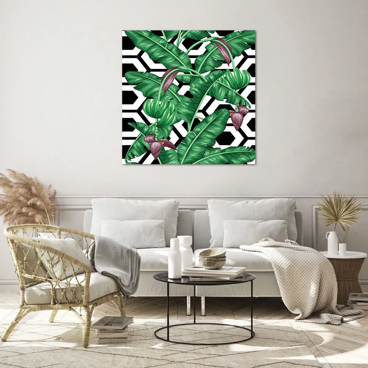 Glastavla - Bild på glas - Symmetrisk komposition från naturen - 70x70 cm