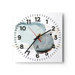 Väggklocka - Klocka på glas - En studie av droppar - 30x30 cm