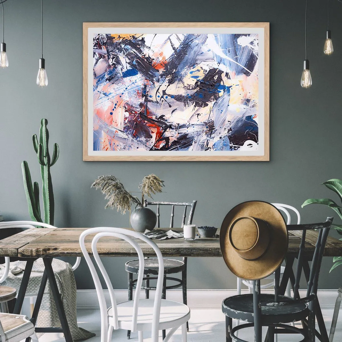 Affisch i ram av ljusek - Abstraktionen galna dans - 100x70 cm