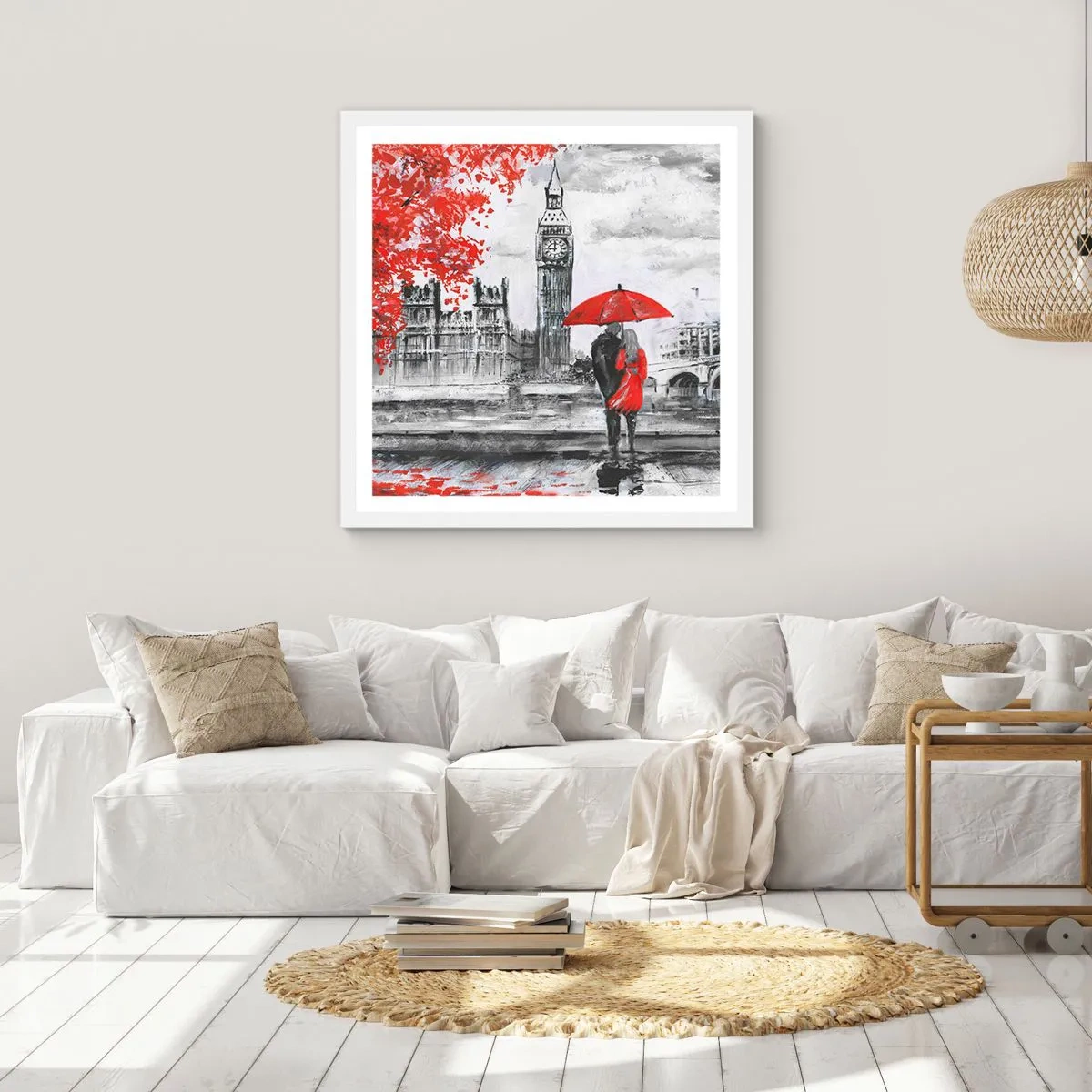 Affisch i vit ram - Förälskade i London - 60x60 cm