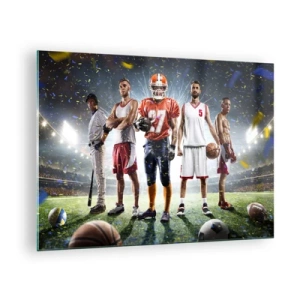 Glastavla - Bild på glas - Idrottare från olika discipliner i rampljuset på stadion - 70x50cm - Arenornas gladiatorer - Modern väggdekoration för vardagsrum och sovrum ARTTOR