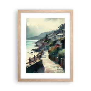 Affisch i ram av ljusek - Medelhavsstad - 30x40 cm