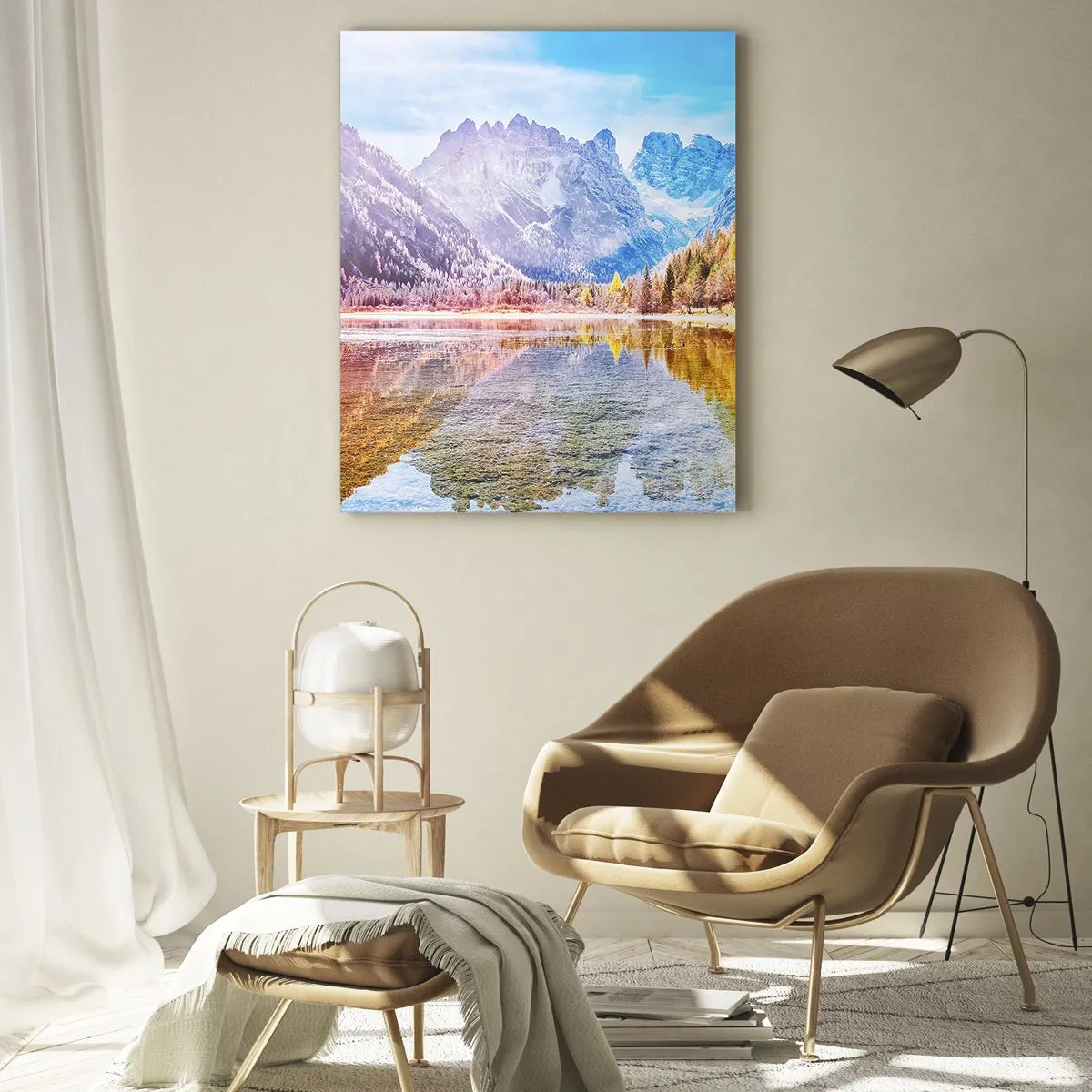 Glastavla - Bild på glas - Det är redan höst i fjällen - 50x70 cm
