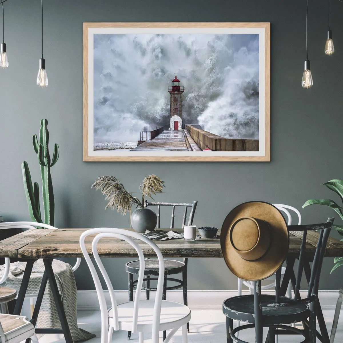 Affisch i ram av ljusek - Vattnets vrål, vindens skrik - 100x70 cm