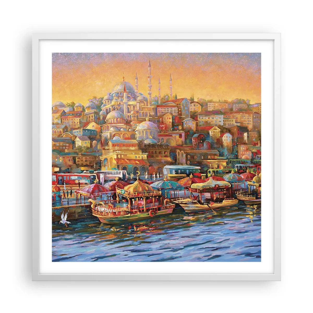 Affisch i vit ram - Istanbul-berättelse - 60x60 cm