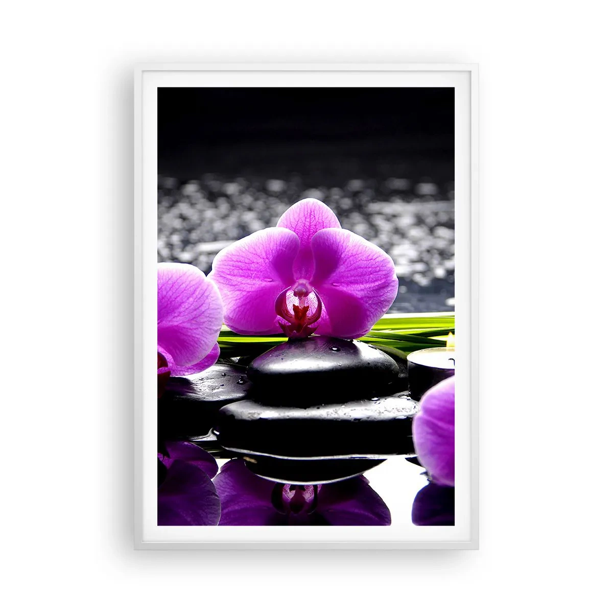 Affisch i vit ram - Drunkna i tystnad och lugn - 70x100 cm