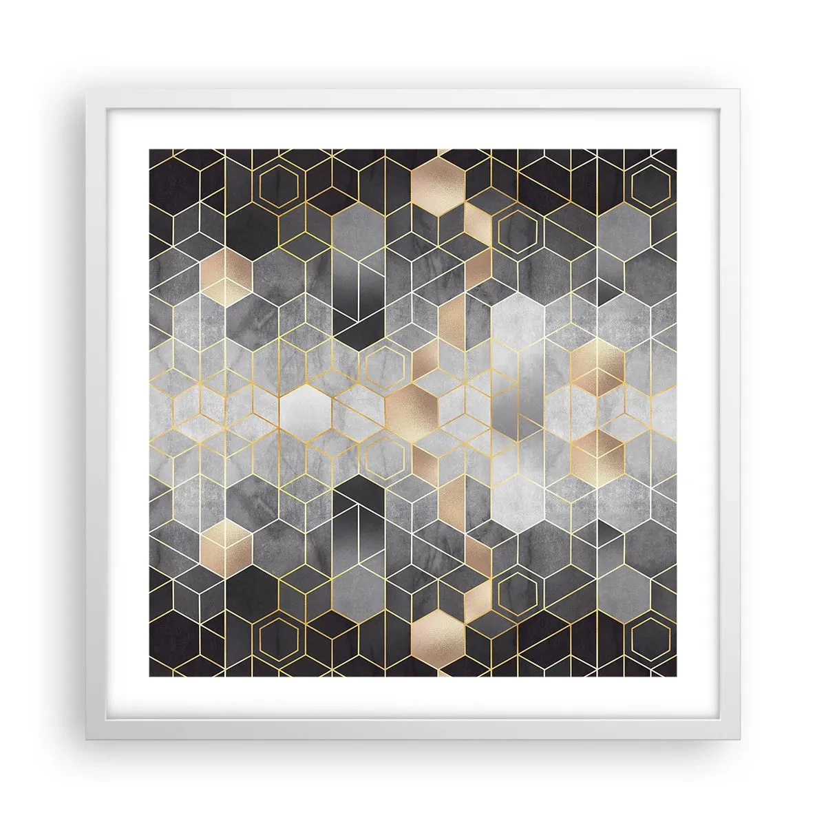 Affisch i vit ram - Diamantkomposition - 50x50 cm
