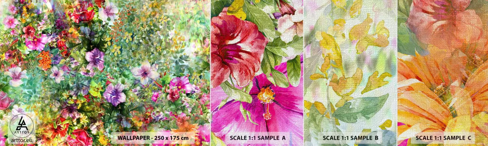Provbit av fototapet Premium Canvas - Ta en dopp i blommorna - Blommor, Trädgård, Natur - 100x30 cm