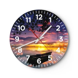 Väggklocka - Klocka på glas - "Du verkar hänga i mitten av himmelvalvet…" - 40x40 cm