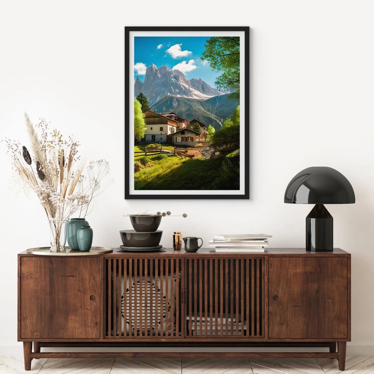 Affisch i svart ram - Alpin idyll - 70x100 cm