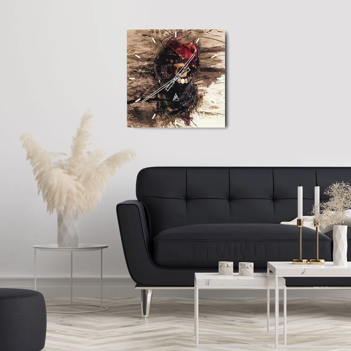 Väggklocka - Klocka på glas - Minst intrigerande - 40x40 cm