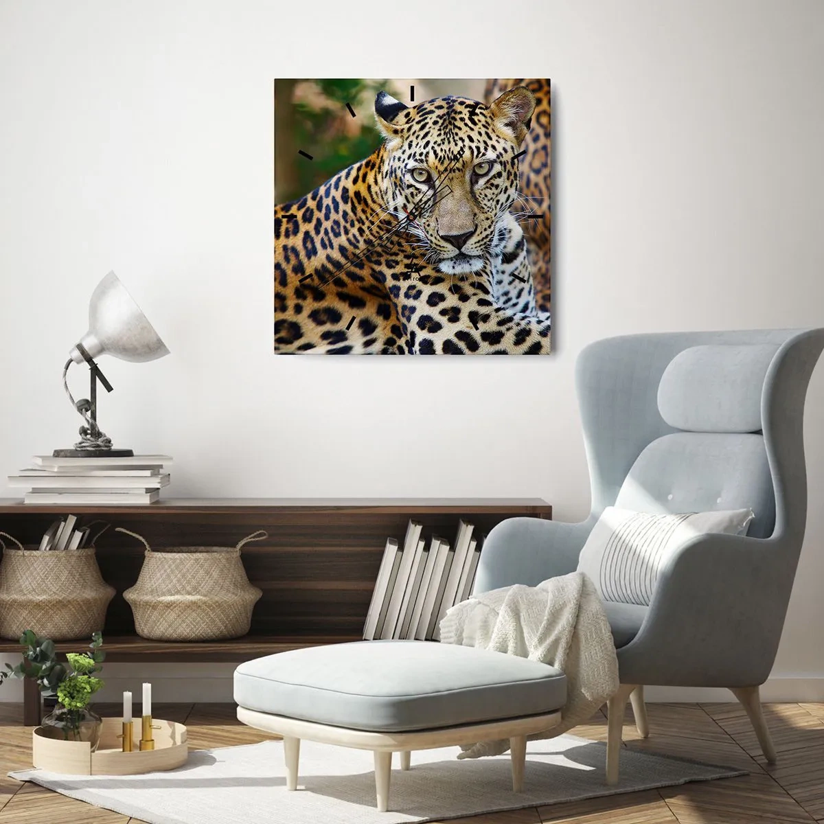 Väggklocka - Klocka på glas - Vild och lugn - 40x40 cm