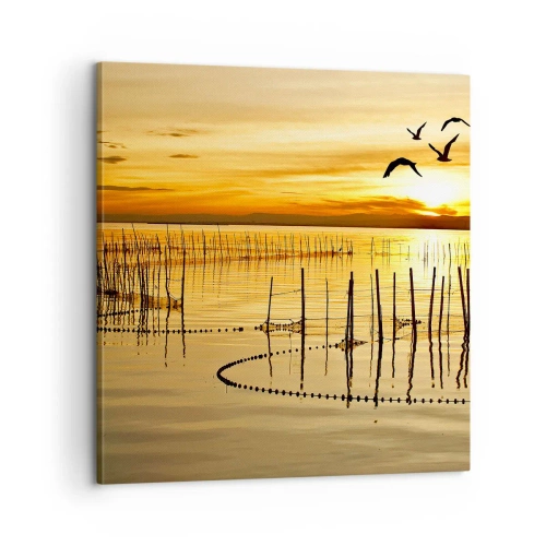 Canvastavla - Bild på duk - Fiskevatten - 60x60 cm