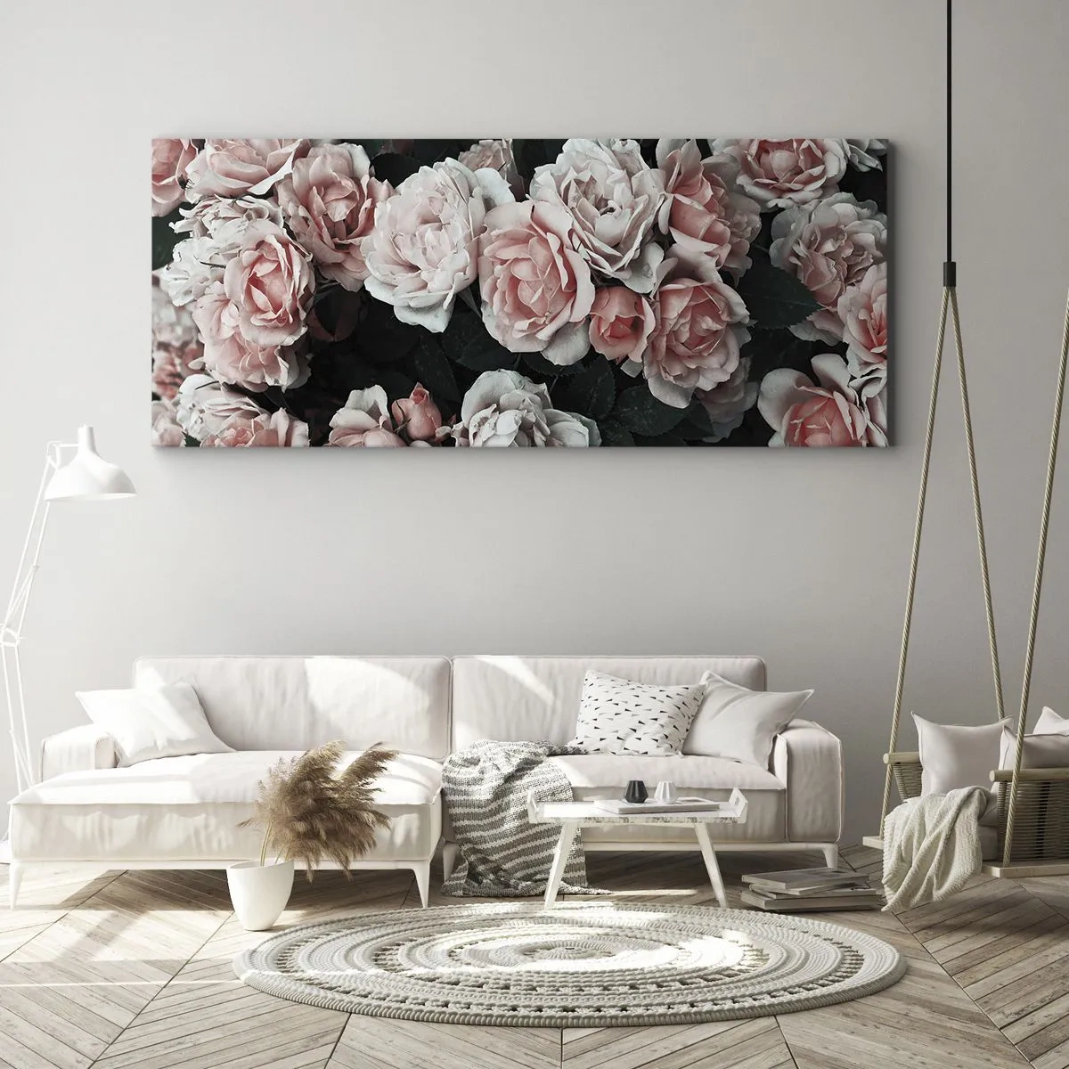 Canvastavla - Bild på duk - Rosansamble - 100x40 cm