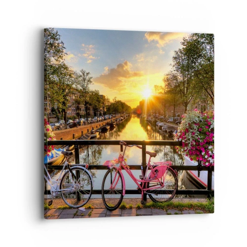 Canvastavla - Bild på duk - Vårmorgon i Amsterdam - 40x40 cm