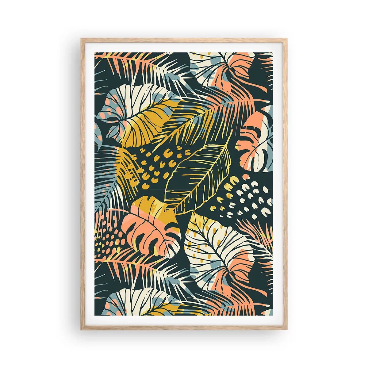 Affisch i ram av ljusek - Lövfantasi - 70x100 cm