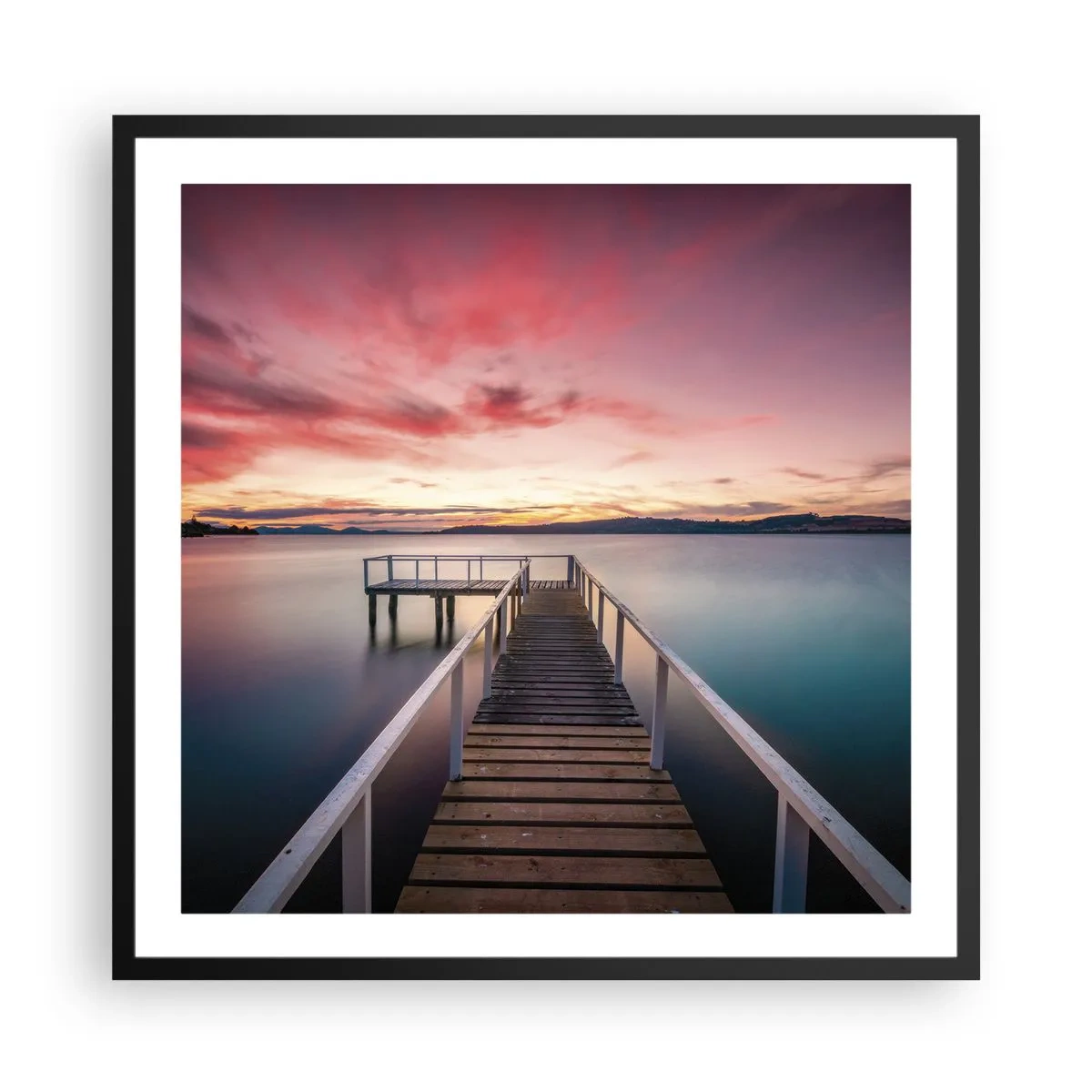 Affisch i svart ram - Kvällens milda låga - 60x60 cm