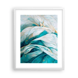 Affisch i vit ram - Blå abstraktion med guldmotiv - 40x50 cm