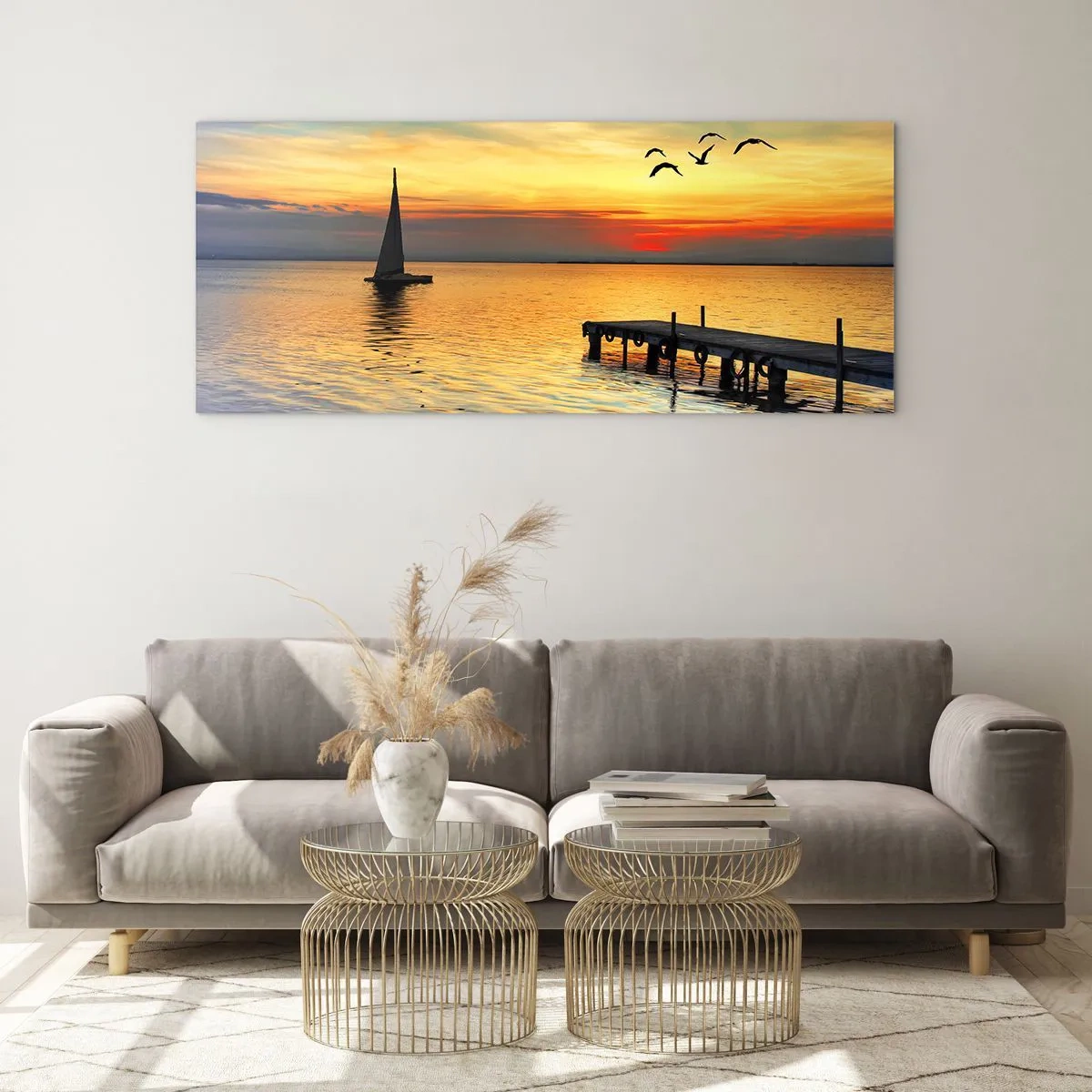 Glastavla - Bild på glas - Kvällens returer - 90x30 cm