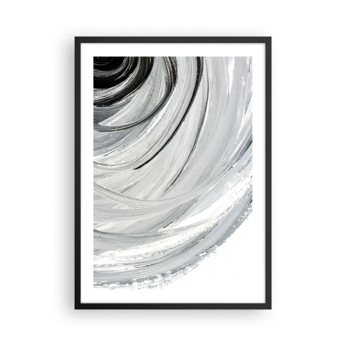 Affisch i svart ram - Dynamisk abstraktion i nyanser av svart, vitt och grått - 50x70cm - Orbital komposition - Modern väggdekoration för vardagsrum och sovrum ARTTOR