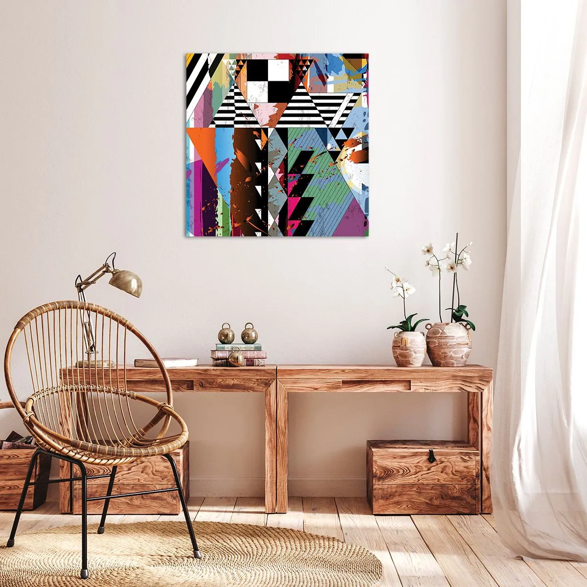Canvastavla - Bild på duk - Geometriskt och organiskt - 70x70 cm