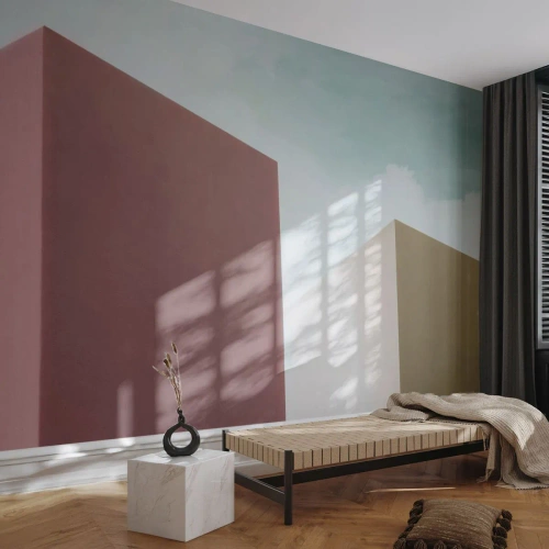 Fototapet Premium Sand - Geometri av en solig sommar - Byggnader, Arkitektur, Tredimensionell - 200x140 cm