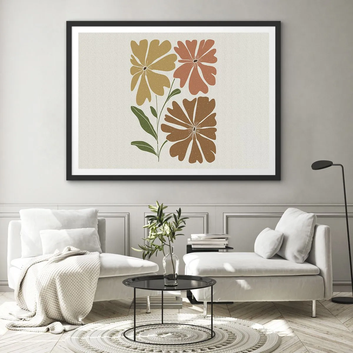 Affisch i svart ram - Natur och geometri - 100x70 cm