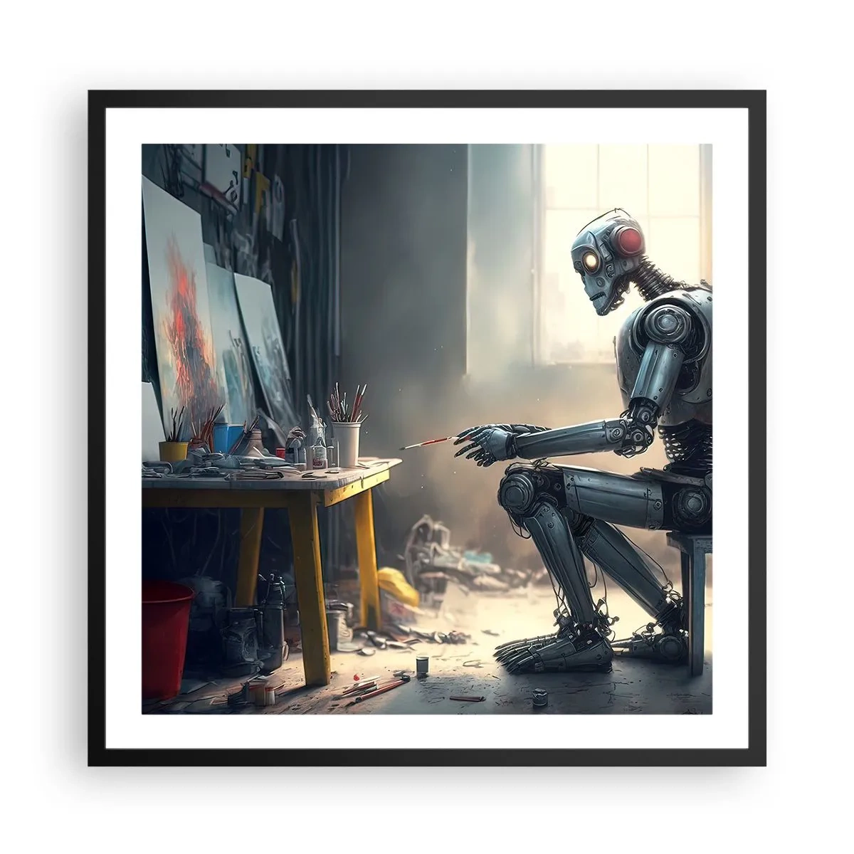Affisch i svart ram - Den skapande handlingen - 60x60 cm