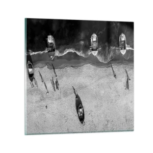 Glastavla - Bild på glas - Fortfarande på stranden... - 30x30 cm