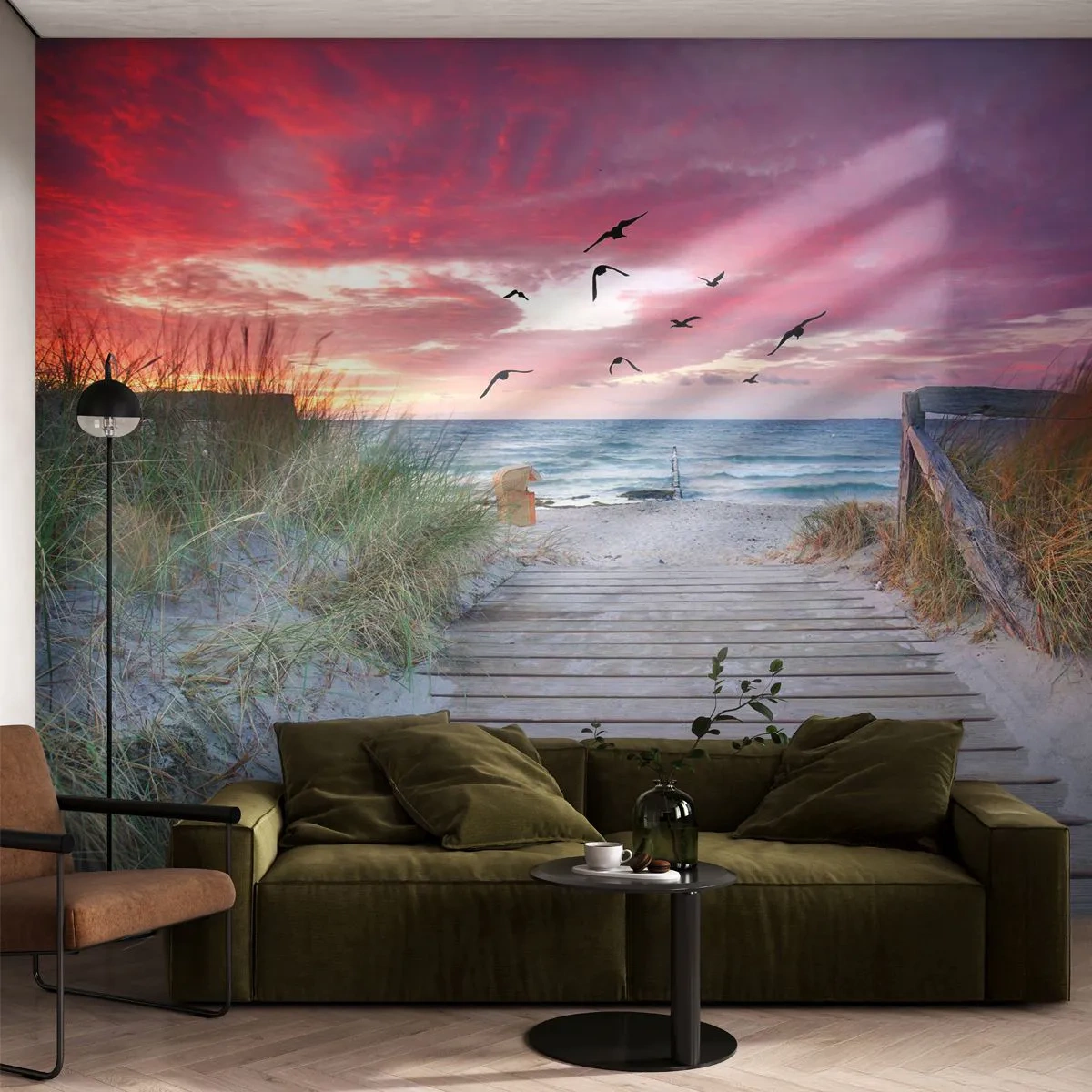 Fototapet Premium Sand - Östersjöimpression - Havslandskap, Strand, Fåglar - 350x256 cm