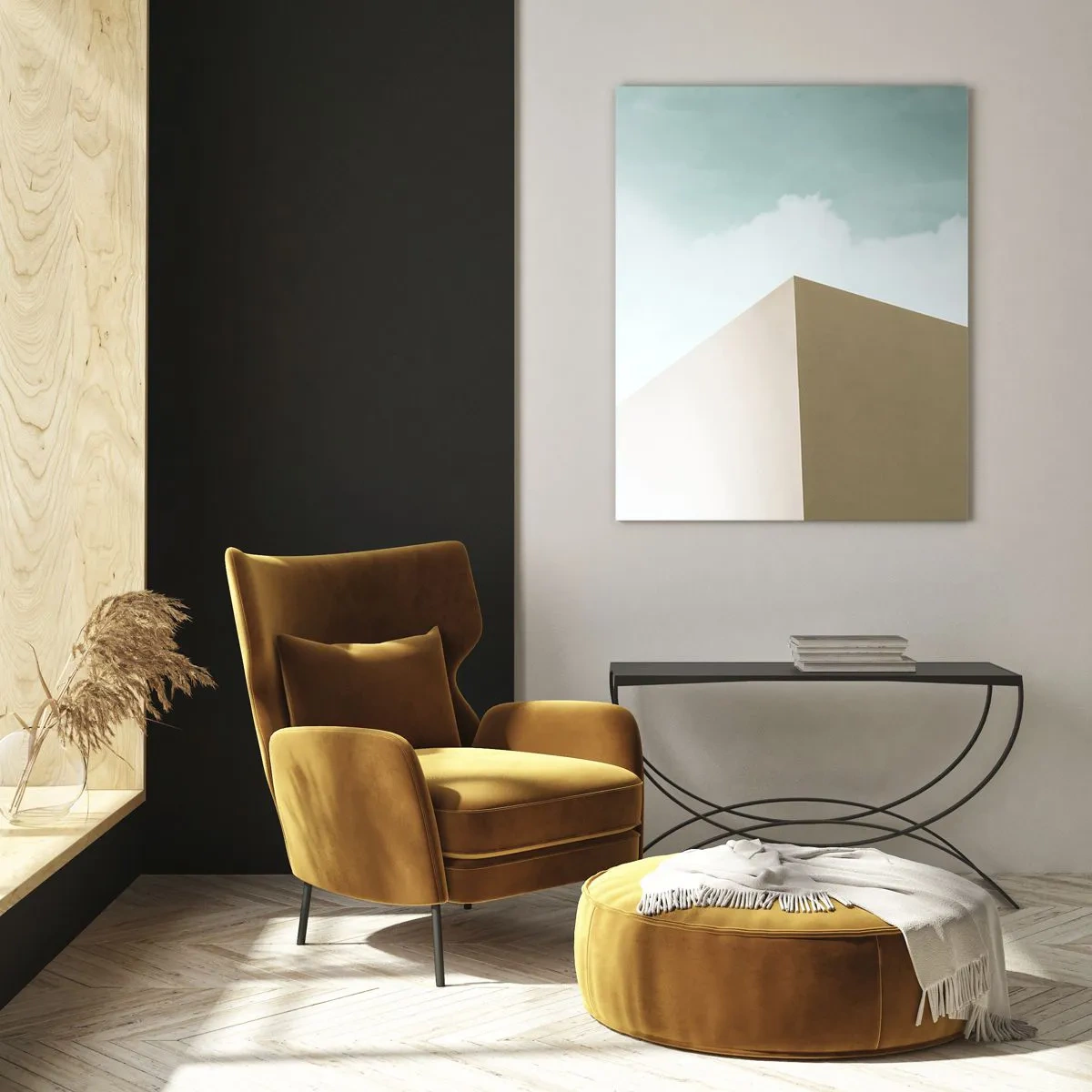 Glastavla - Bild på glas - Geometri av en solig sommar - 50x70 cm