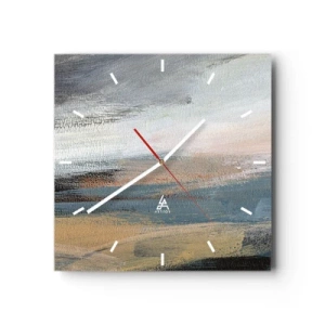 Väggklocka - Klocka på glas - Abstraktion: nordligt landskap - 30x30 cm