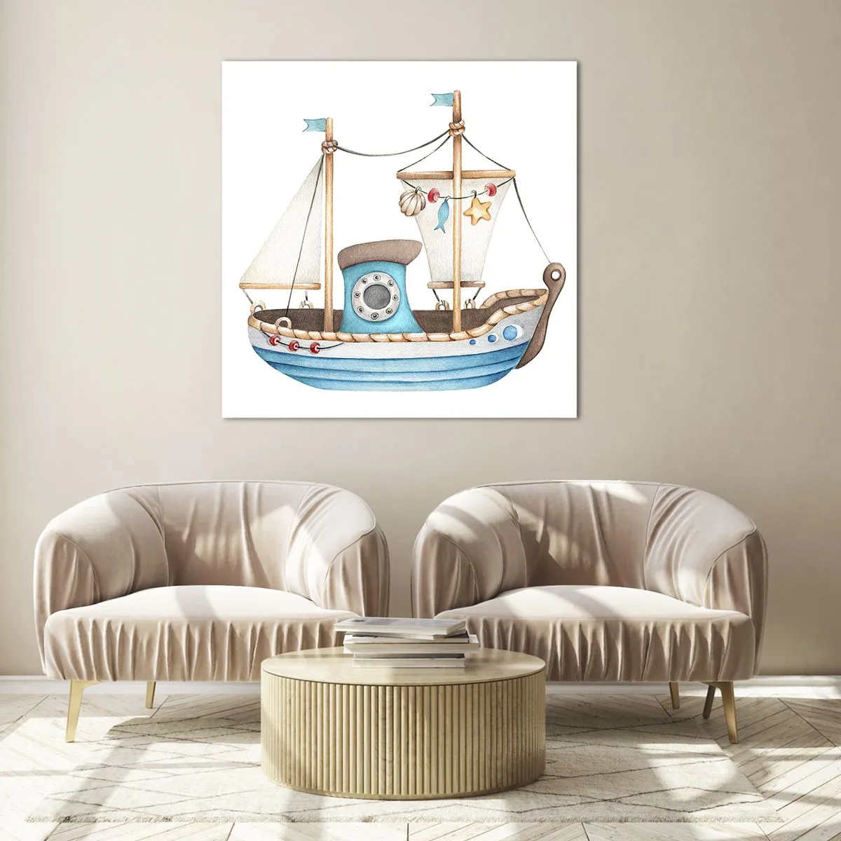 Glastavla - Bild på glas - Ohoj, äventyret! - 30x30 cm