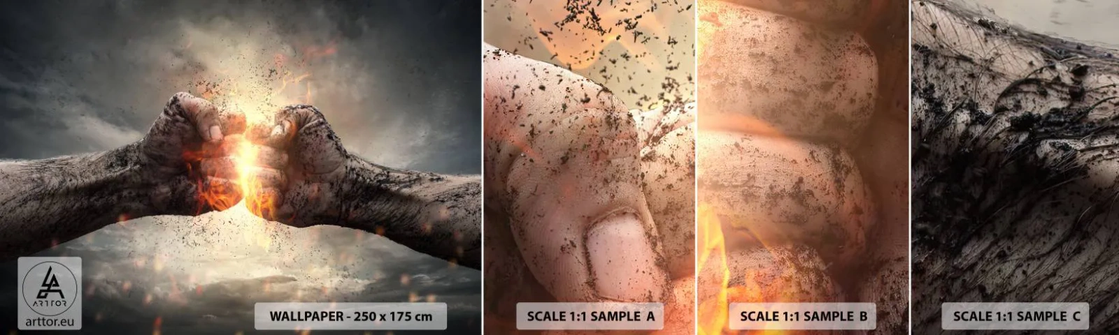 Fototapet Prov Standard Eco - Stå upp och kämpa - Abstraktion, Knuten hand, Tvinga - 100x30 cm