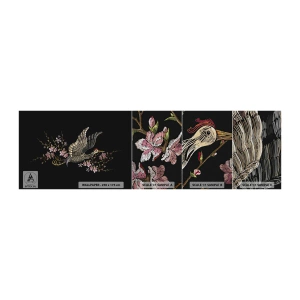 Provbit av fototapet Premium Sand - Exotisk, broderad fågel - Fågel, Grafik, Blommor - 100x30 cm