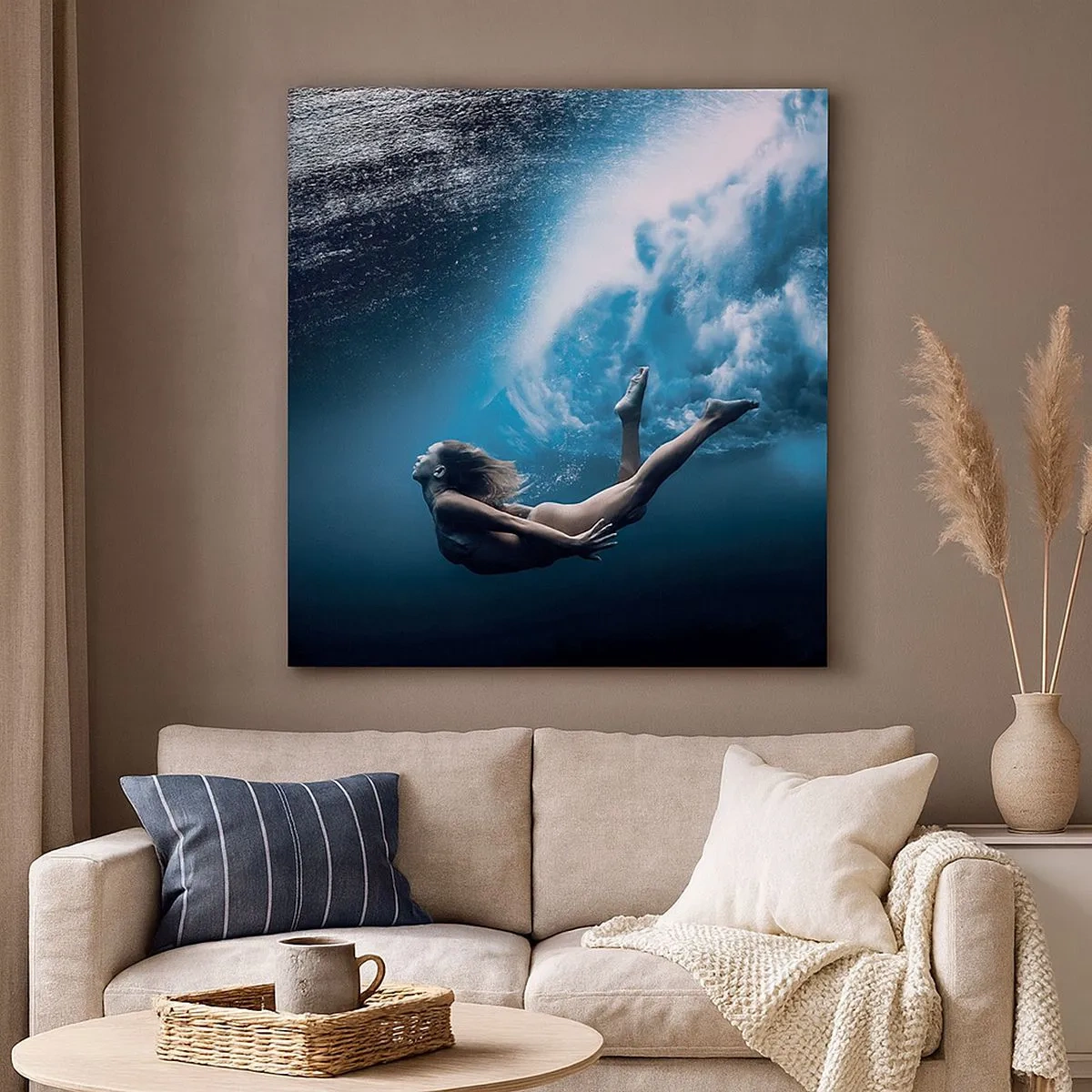 Canvastavla - Bild på duk - Modern sjöjungfru - 30x30 cm