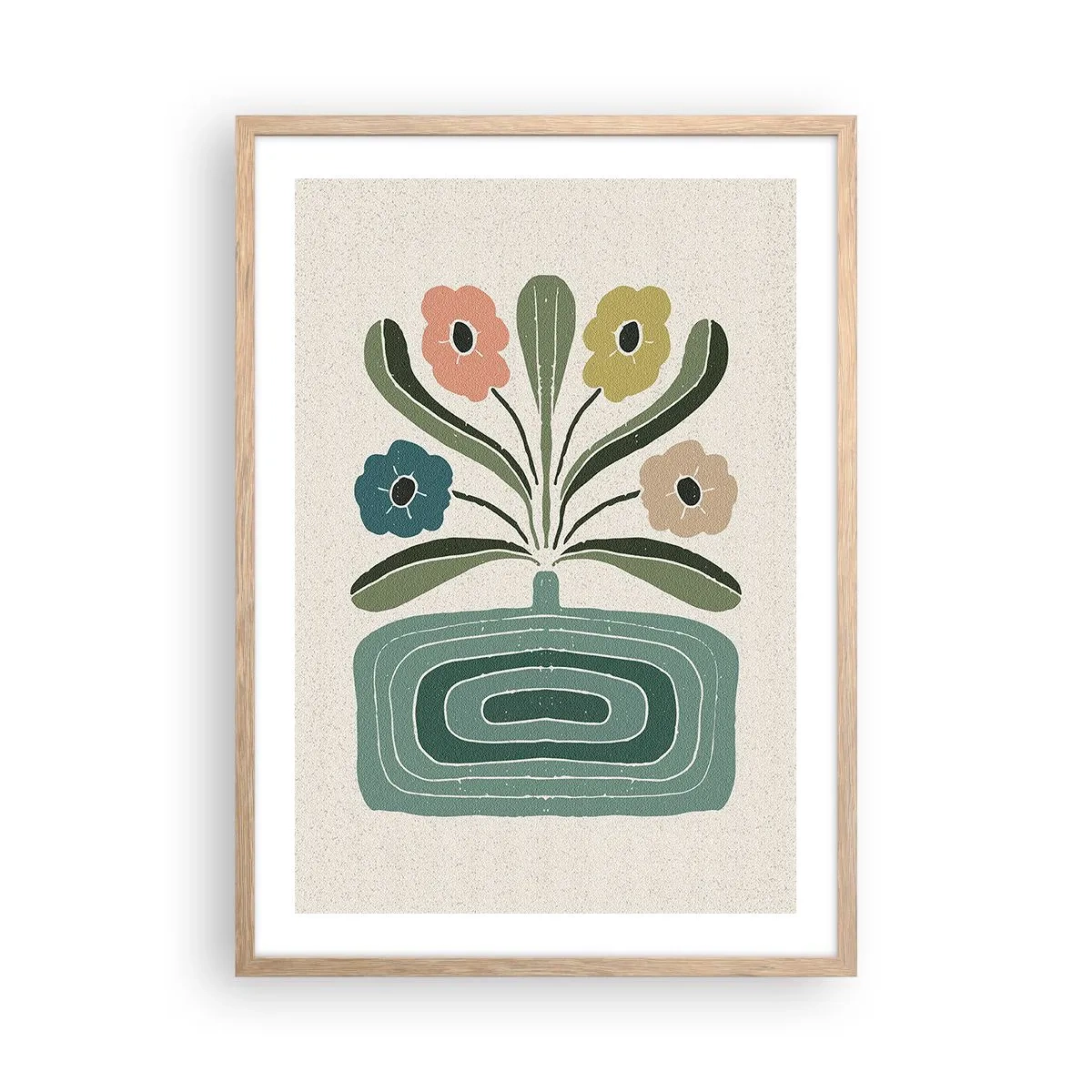 Affisch i ram av ljusek - Symmetrisk bukett - 50x70 cm