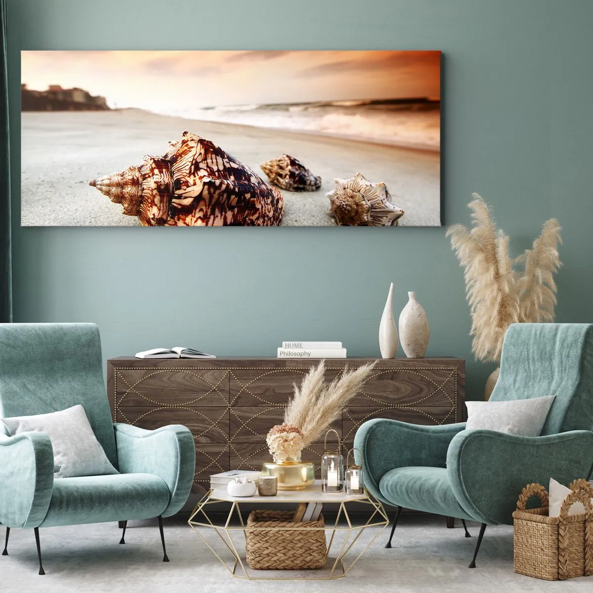 Canvastavla - Bild på duk - Vågböjare - 140x50 cm
