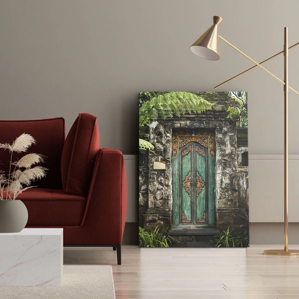 Canvastavla - Bild på duk - Dörren till exotiska världen - 45x80 cm