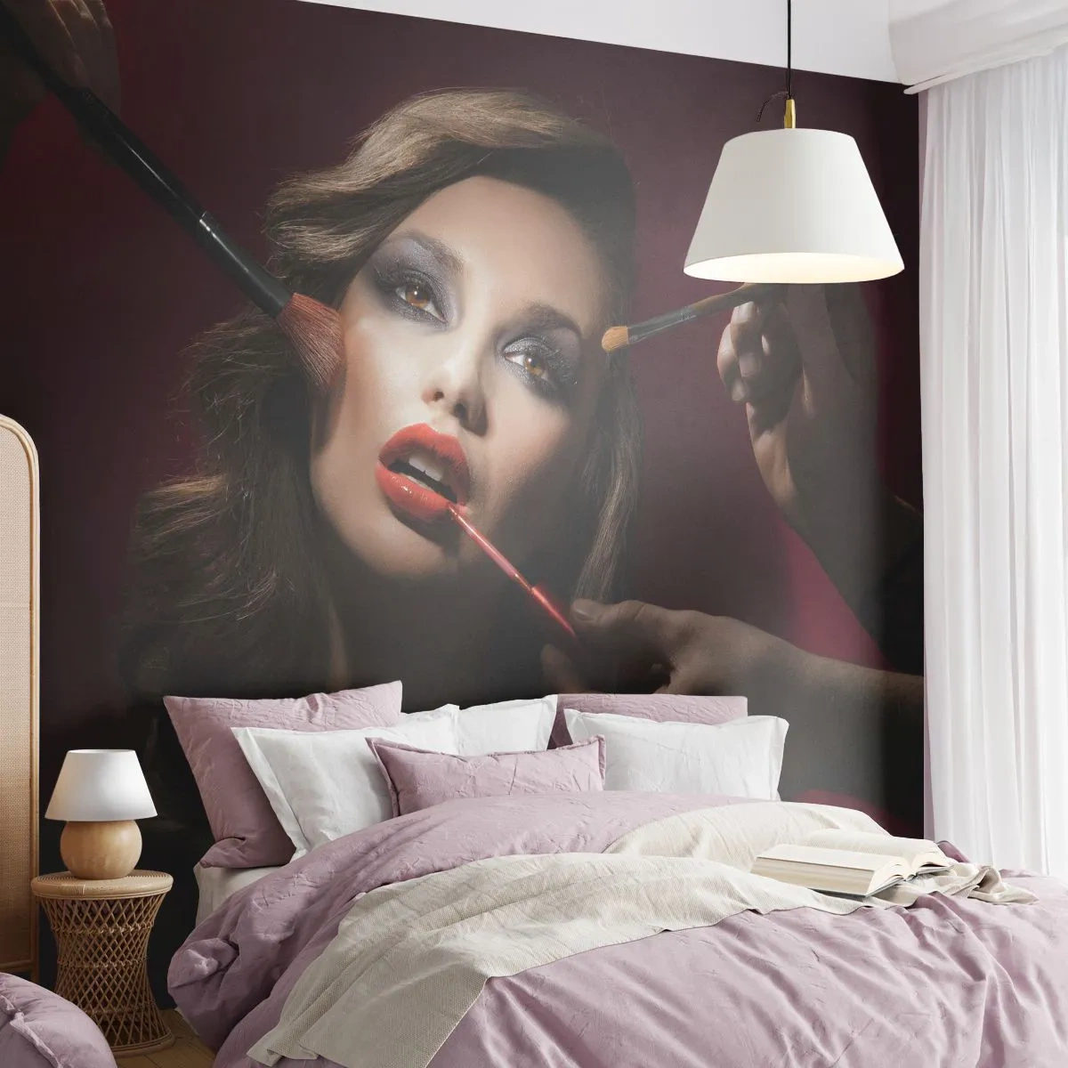 Självhäftande Fototapet Deluxe Sticker - Skönhet försänkt i sina drömmar - Kvinna, Smink, Skådespelerska - 250x175 cm
