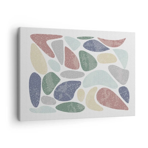 Canvastavla - Bild på duk - Färgglada organiska former på en vit bakgrund - 70x50cm - Mosaik av pulveriserade färger - Modern väggdekoration för vardagsrum och sovrum ARTTOR