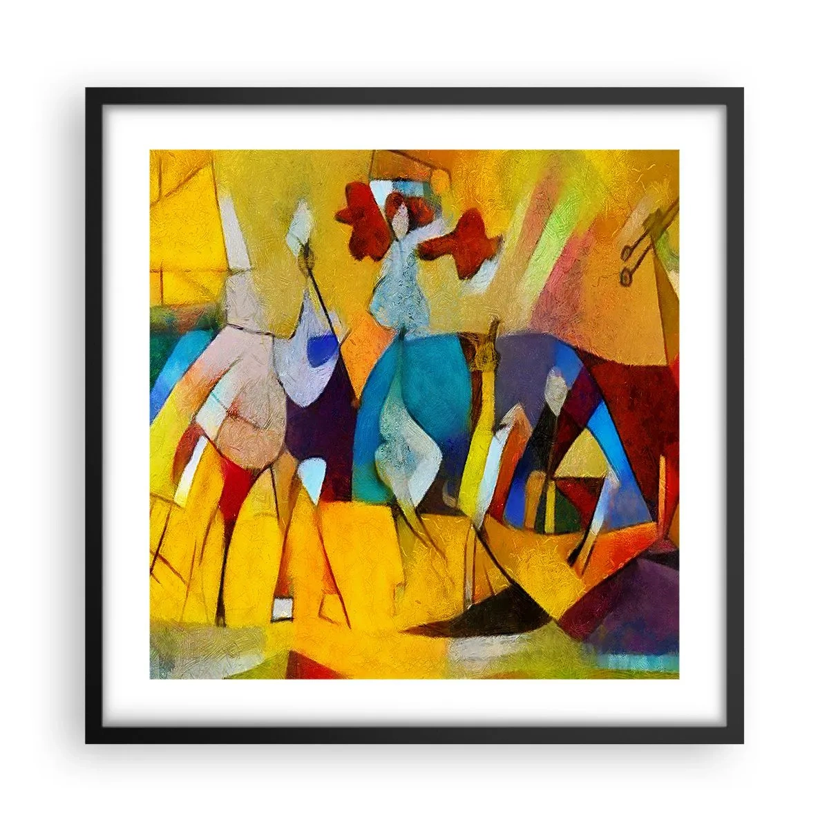 Affisch i svart ram - Sol - liv -glädje - 50x50 cm