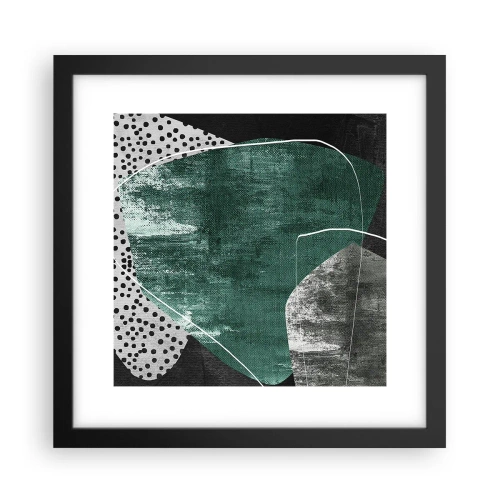 Affisch i svart ram - Färgstark abstraktion med en guldflinga - 30x30 cm