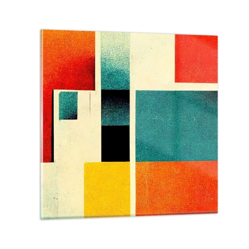Glastavla - Bild på glas - Geometrisk abstraktion - bra energi - 30x30 cm