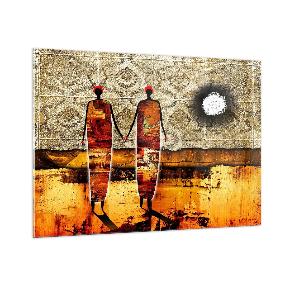 Glastavla - Bild på glas - Etnisk komposition i Afrikas färger - 100x70 cm