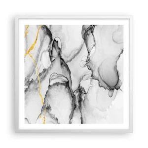 Affisch i vit ram - Komposition med guldmotiv - 60x60 cm