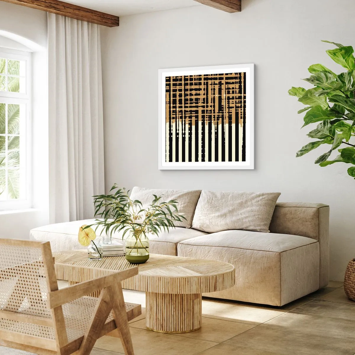 Affisch i vit ram - Arkitektonisk abstraktion - 60x60 cm