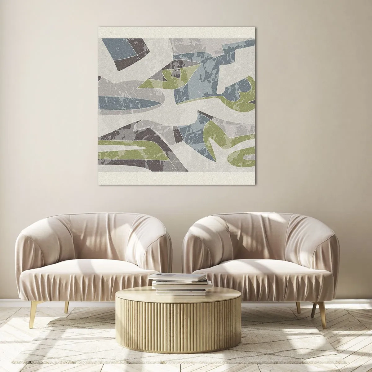Glastavla - Bild på glas - Komposition bakom glas - 70x70 cm