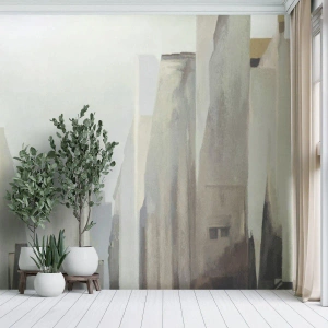 Fototapet Premium Sand - En dröm om staden - Minimalistisk, Ljus, Stad - 150x105 cm