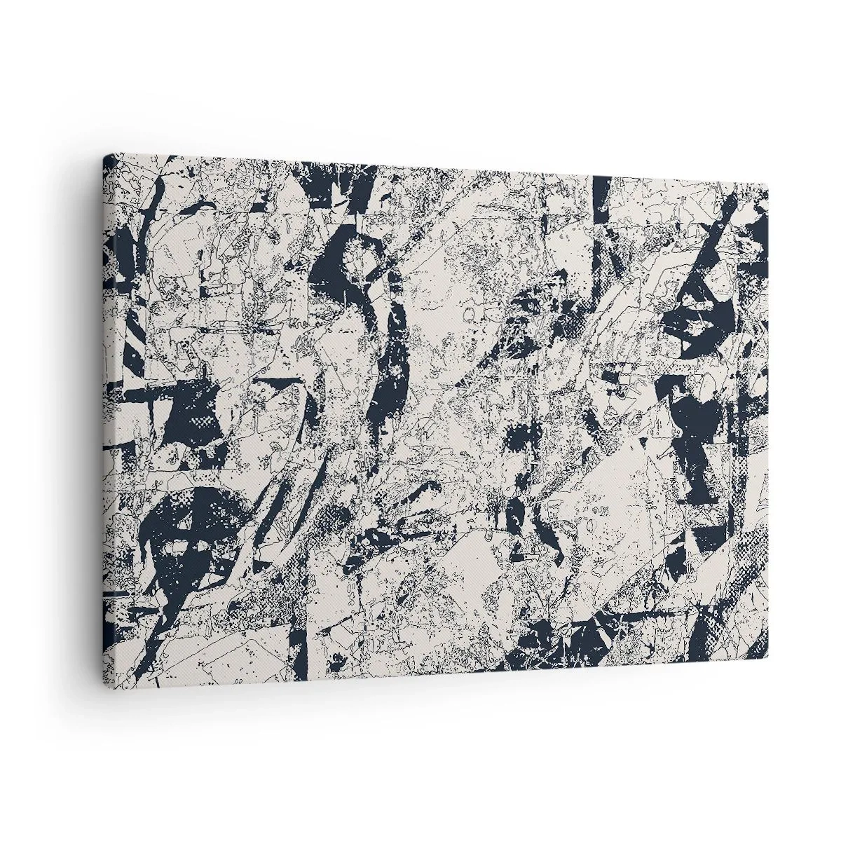 Canvastavla - Bild på duk - Abstrakt komposition i svartvitt med dynamisk layout - 70x50cm - Motsatsernas interpenetration - Modern väggdekoration för vardagsrum och sovrum ARTTOR